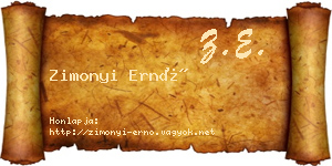 Zimonyi Ernő névjegykártya